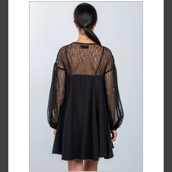 ♥️SALE♥️NWT Mustard Seed Black Lacy Dress - Picture 3 of 11